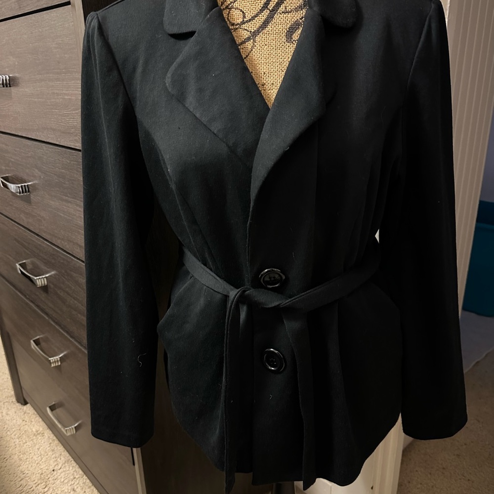 Courtenay Black Trench Coat Classic Wrap Style
